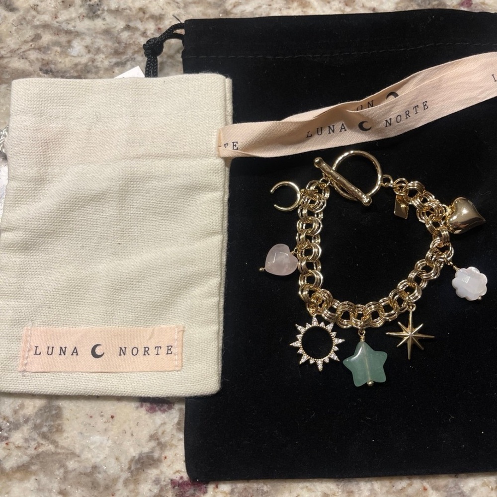 Luna Norte Viral Gold Charm Bracelet New